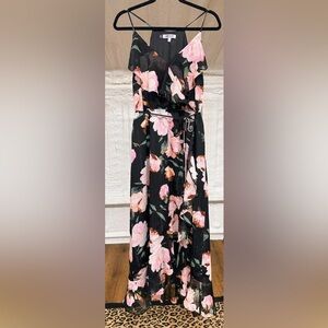 NWT Jennifer Lopez Black Floral Print‎ Maxi Dress size 8
